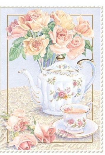 Roses & Teapot Happy Birthday Card - Lemon And Lavender Toronto