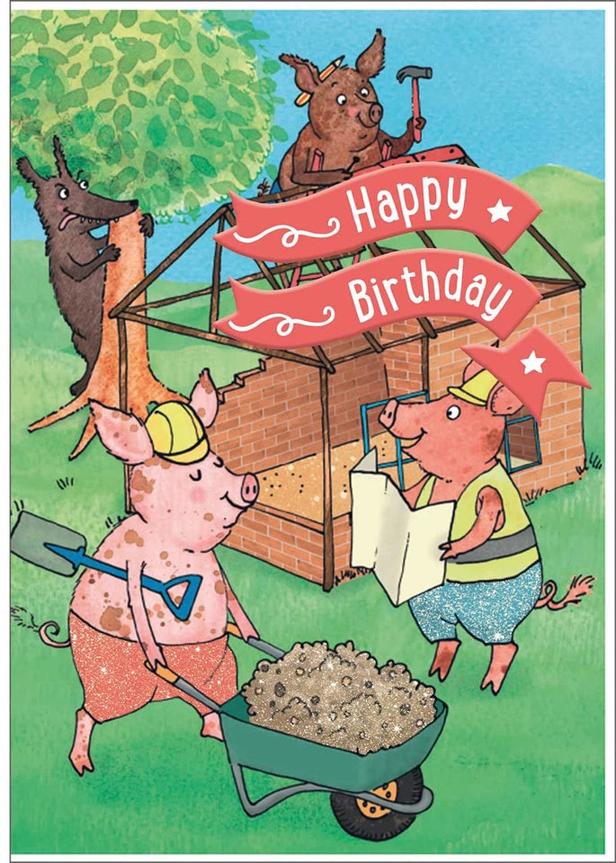 The Three Little Pigs Birthday Fairy Story Card