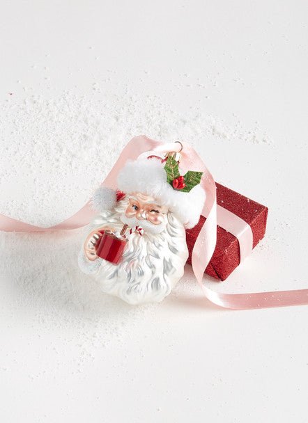 Santa Drinking Cocoa Glass Christmas Ornament - Lemon And Lavender Toronto