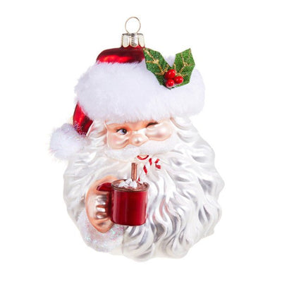 Santa Drinking Cocoa Glass Christmas Ornament - Lemon And Lavender Toronto