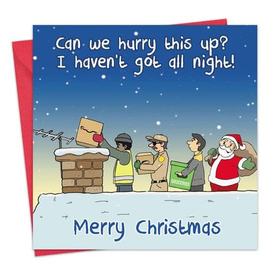 Santa Queue  Funny Christmas Card