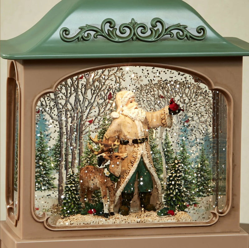 Santa with Deer Glitter Swirl LED Lighted Lantern - Lemon And Lavender Toronto