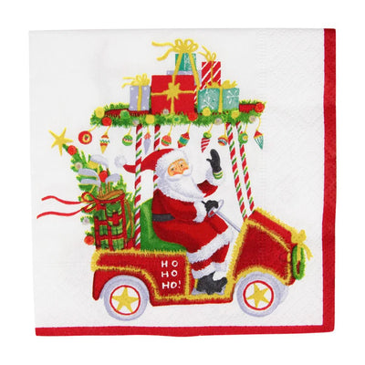 Santa's Golf Cart Cocktail Napkins - 20 Per Package - Lemon And Lavender Toronto