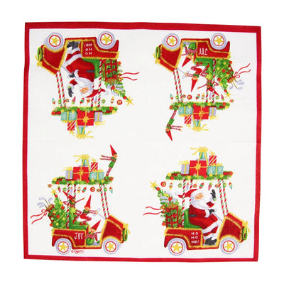 Santa's Golf Cart Cocktail Napkins - 20 Per Package - Lemon And Lavender Toronto