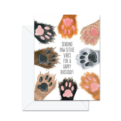 Sending Paw - Sitive Vibes For A Happy Birthday - Greeting Card - Lemon And Lavender Toronto