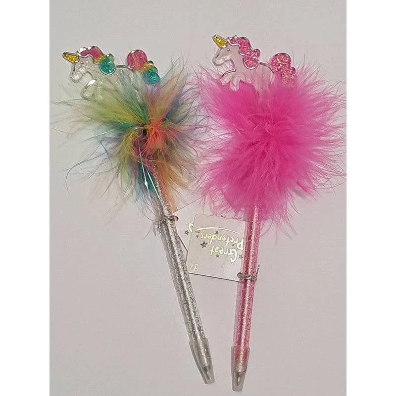 Prancing Unicorn Fluffy Pens