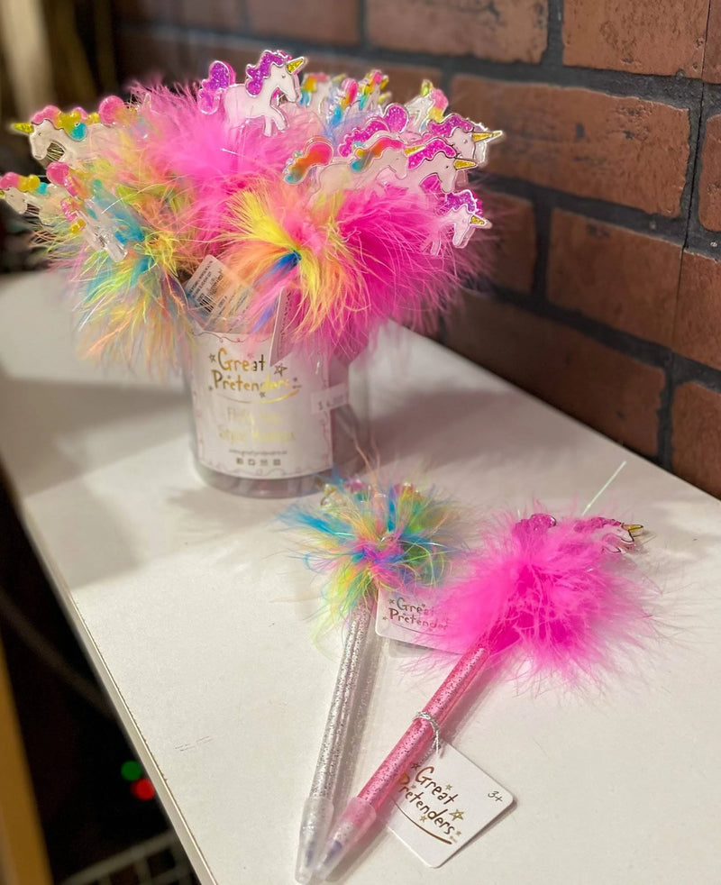Prancing Unicorn Fluffy Pens