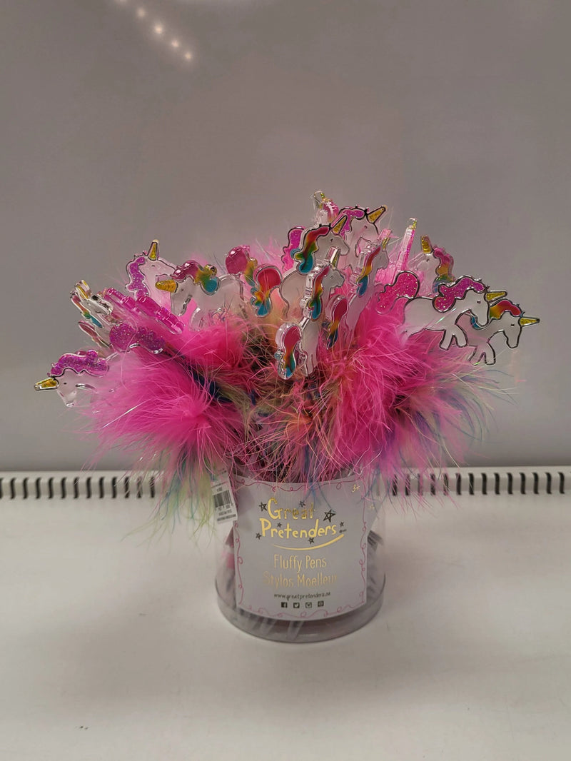 Prancing Unicorn Fluffy Pens