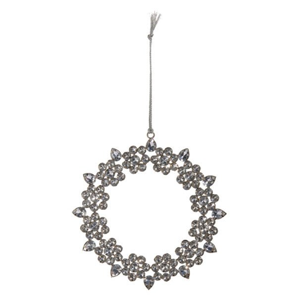 Silver Jeweled Wreath Christmas Ornament - Lemon And Lavender Toronto