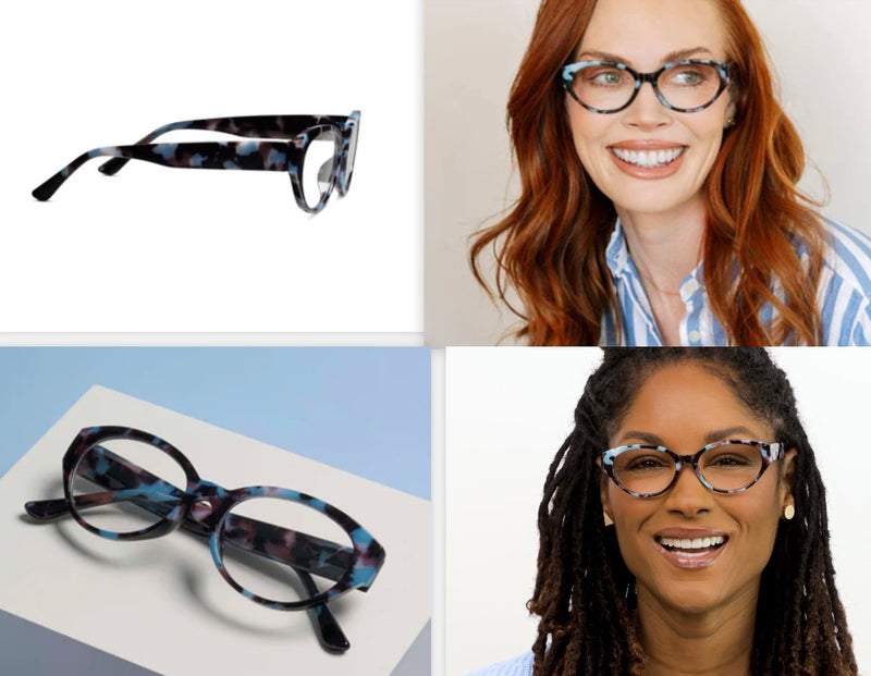 Sloane Light Blue Botanical Reading Glasses - Peepers - Lemon And Lavender Toronto