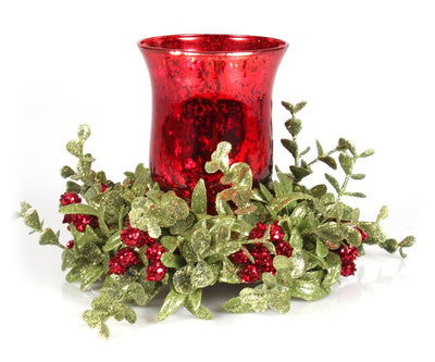 Small Mistletoe Glass & Floral Tea Light Set - Lemon And Lavender Toronto