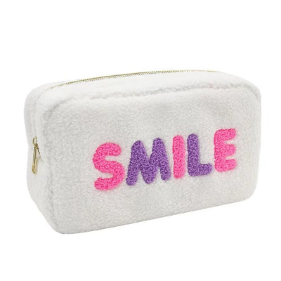 Smile Teddy Cosmetic Bag - Varsity Collection - Lemon And Lavender Toronto