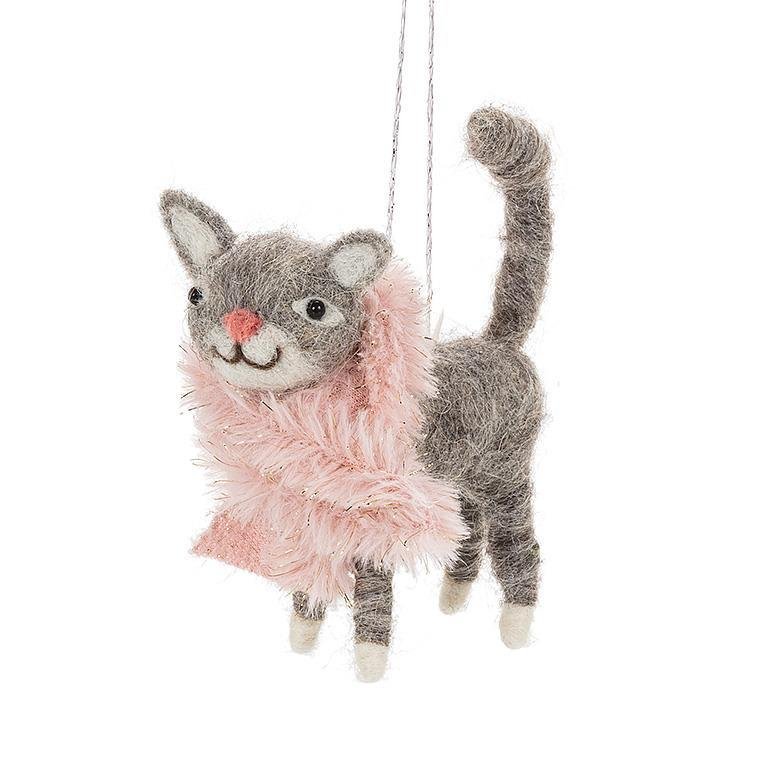 Standing Cat with Pink Scarf Ornament - Lemon And Lavender Toronto