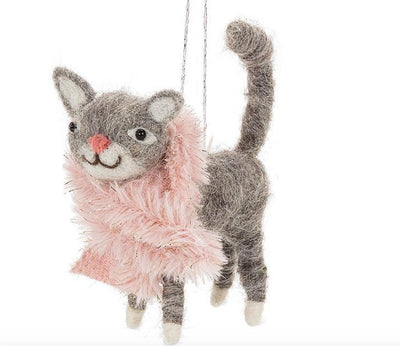 Standing Cat with Pink Scarf Ornament - Lemon And Lavender Toronto