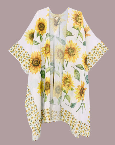 Sunflowers Border - Accent Kimono - Lemon And Lavender Toronto