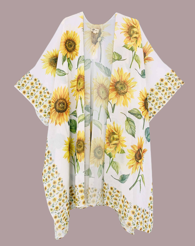 Sunflowers Border - Accent Kimono - Lemon And Lavender Toronto