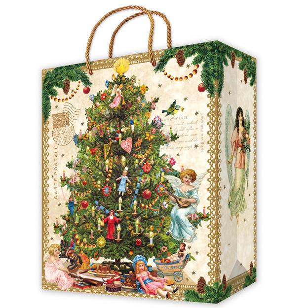 Vintage Christmas Tree Medium Gift Bag