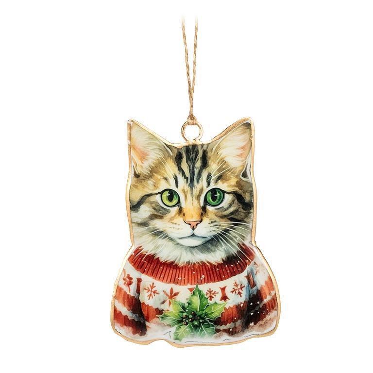 Tabby Cat in Sweater Ornament - Lemon And Lavender Toronto