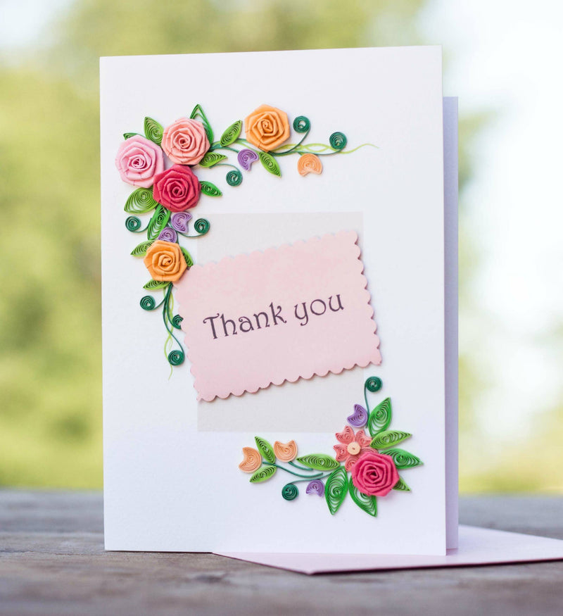 Thank You - Rose Border Quilling Card - Lemon And Lavender Toronto