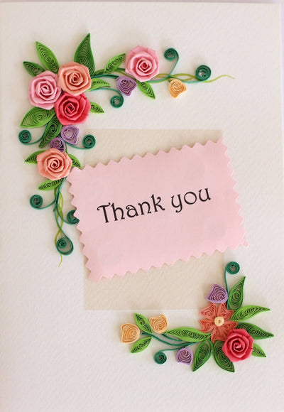 Thank You - Rose Border Quilling Card - Lemon And Lavender Toronto