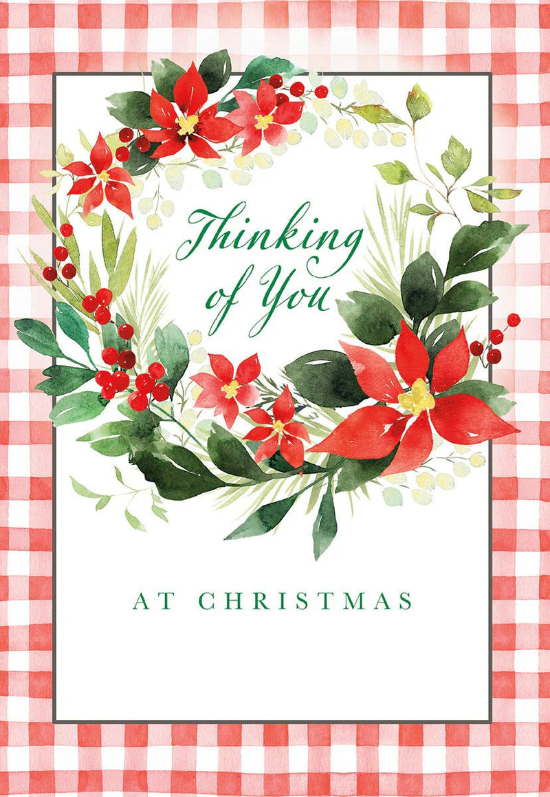 Thinking of You Poinsettias Wreath Christmas Card - Lemon And Lavender Toronto