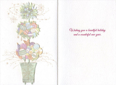 Topiary with Colorful Ornaments Christmas Card - Lemon And Lavender Toronto