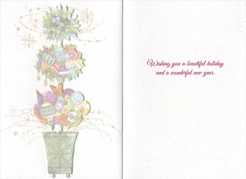 Topiary with Colorful Ornaments Christmas Card - Lemon And Lavender Toronto