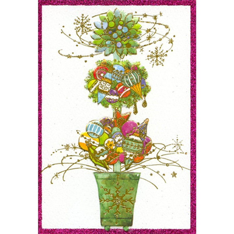 Topiary with Colorful Ornaments Christmas Card - Lemon And Lavender Toronto