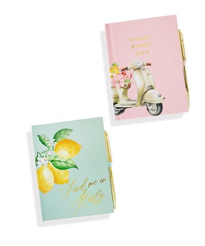 Travel Notebook w/Gold Pen - Lemon And Lavender Toronto