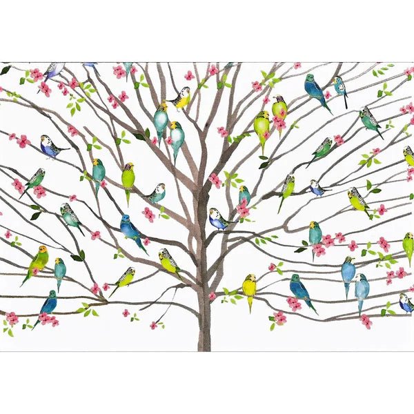 Tree of Budgies Note Cards - Lemon And Lavender Toronto