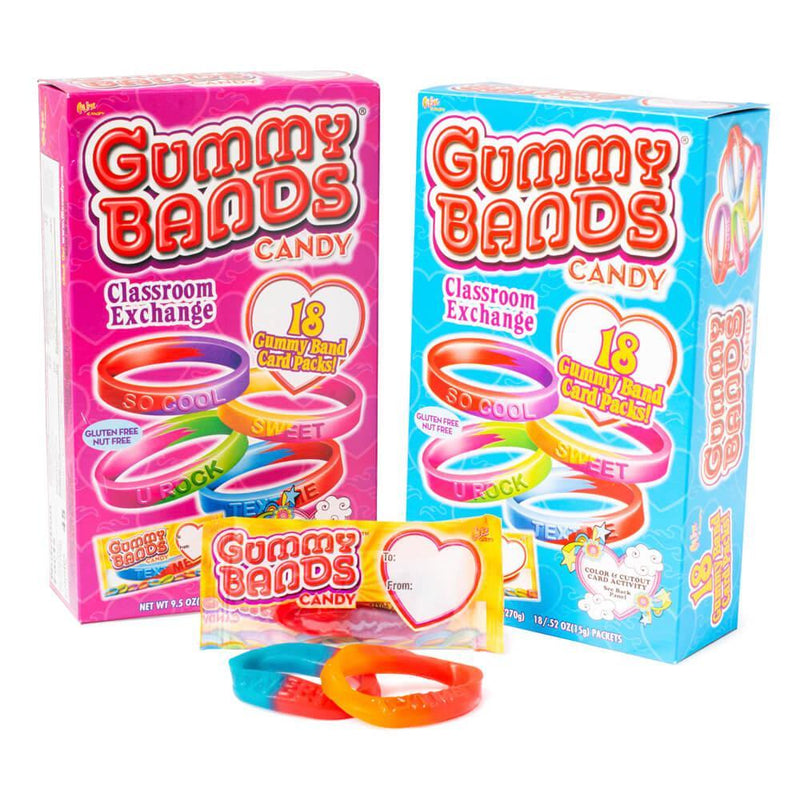 Valentine Gummy Bands Card Kit 18ct. Classroom Exchange - Lemon And Lavender Toronto