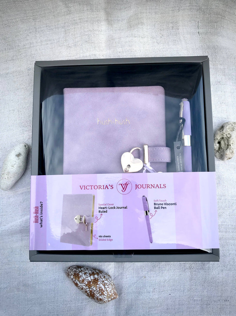 Vegan Leather Journal with Lock, Pouch, Pen Gift Set LILAC - Lemon And Lavender Toronto