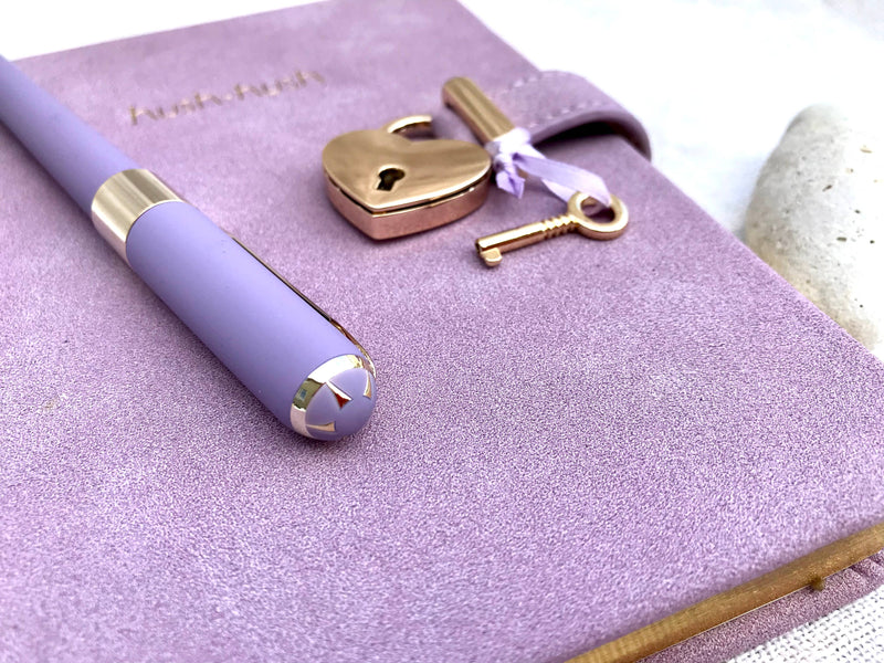 Vegan Leather Journal with Lock, Pouch, Pen Gift Set LILAC - Lemon And Lavender Toronto