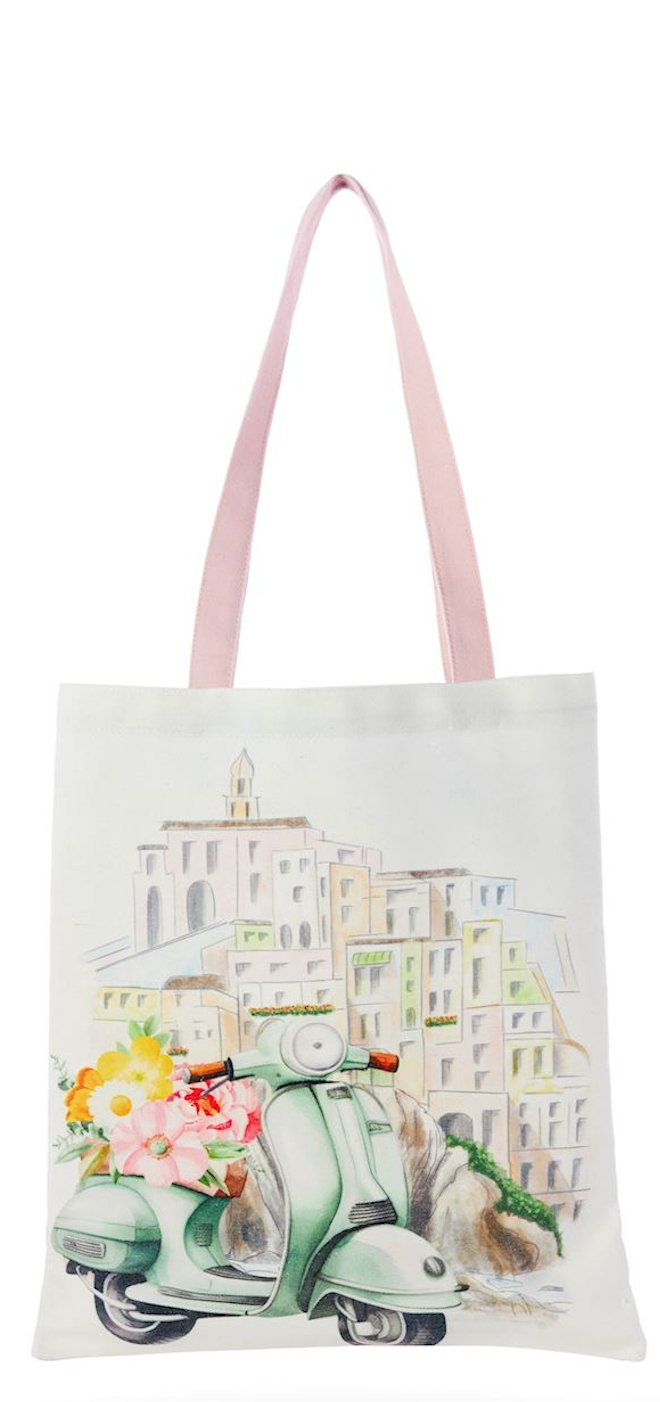 Vespa Canvas Tote Bag - Lemon And Lavender Toronto