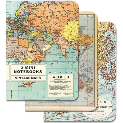 Vintage World Maps Mini Notebooks - Cavallini - Lemon And Lavender Toronto