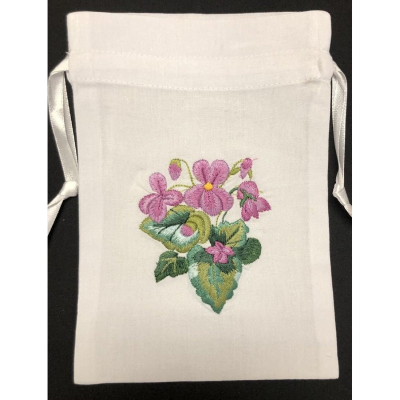 Violette Embroidered Cotton Sachet Pouch - Lemon And Lavender Toronto