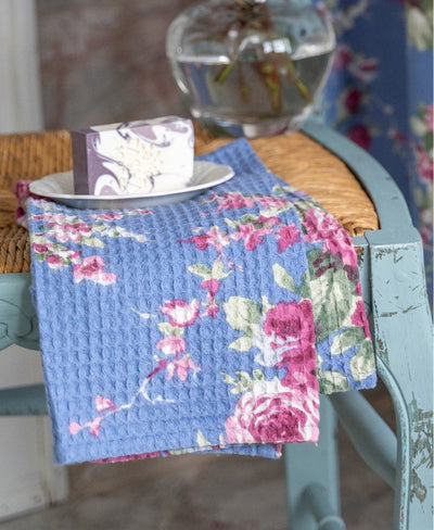 Wedgewood Blue Cottage Rose Tea Towel- April Cornell - Sold Individually - Lemon And Lavender Toronto