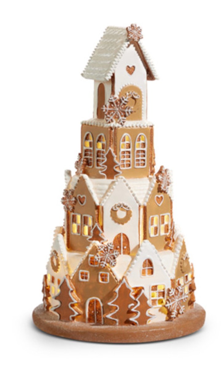 White Icing Lighted Round Christmas Gingerbread House Decoration - Lemon And Lavender Toronto