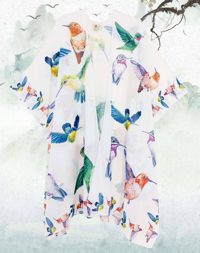 White - Multi Bird Kimono - Lemon And Lavender Toronto