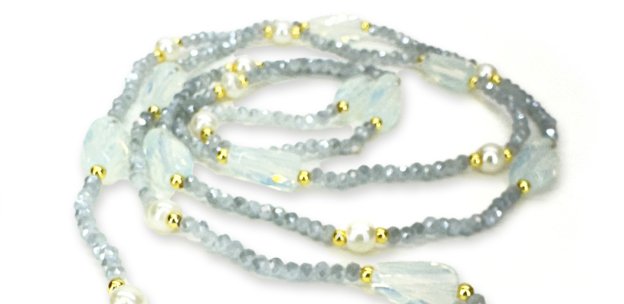 White Strands Crystal & Pearl Necklace - Lemon And Lavender Toronto