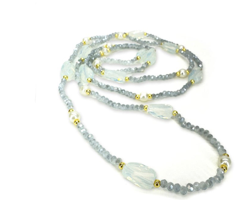 White Strands Crystal & Pearl Necklace - Lemon And Lavender Toronto