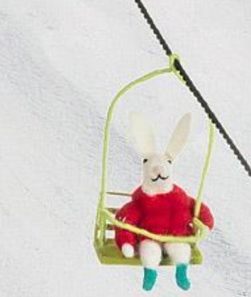 Winter Bunny on Chairlift Ornament - Lemon And Lavender Toronto