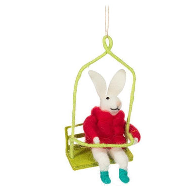 Winter Bunny on Chairlift Ornament - Lemon And Lavender Toronto