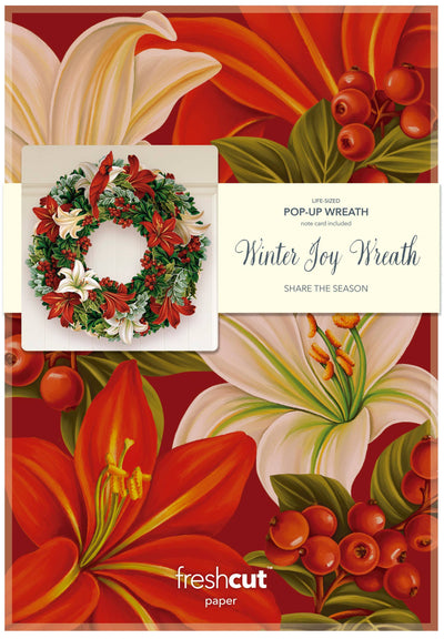 Winter Joy Wreath Pop - up holiday Greeting Card - Lemon And Lavender Toronto