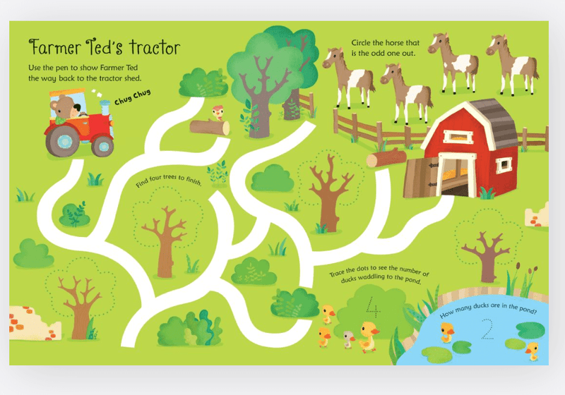 Wipe - Clean Farm Activities - Usborne - Lemon And Lavender Toronto