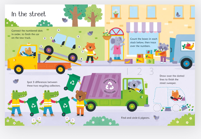 Wipe - Clean Trucks and Diggers Activities - Usborne - Lemon And Lavender Toronto