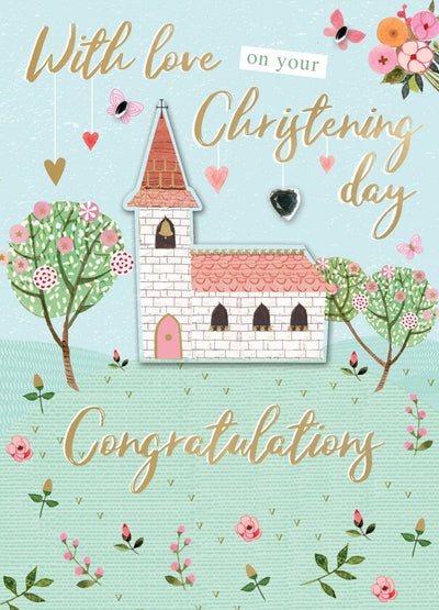 With love on your Christening day congratulations Card - Lemon And Lavender Toronto