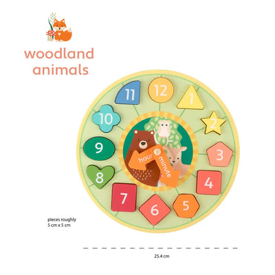 Woodland Animal Shape Sorting Clock - Lemon And Lavender Toronto