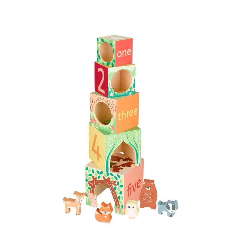 Woodland Animal Wooden Stacking Cubes - Lemon And Lavender Toronto