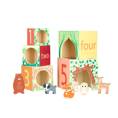 Woodland Animal Wooden Stacking Cubes - Lemon And Lavender Toronto